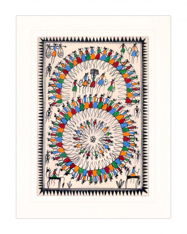 Tribes India Saura Painting Tassar with Mount