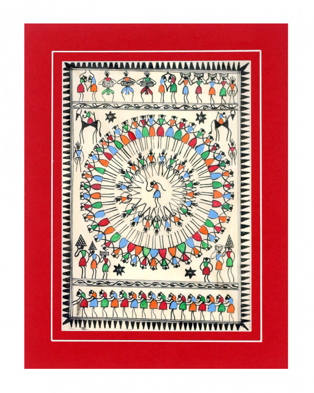 Tribes India Saura Painting Tassar with Mount