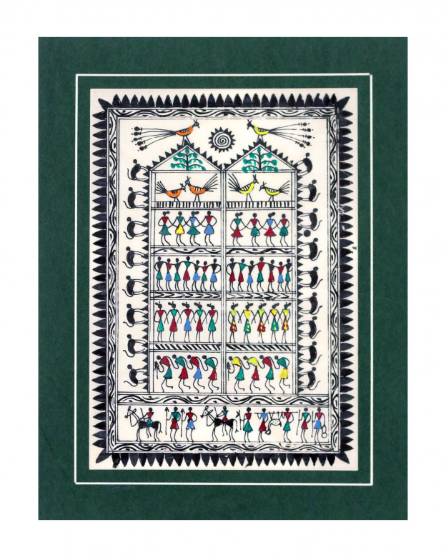 Tribes India Saura Painting Tassar with Mount