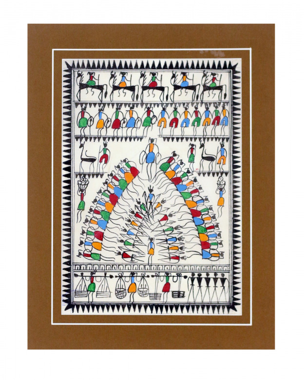 Tribes India Saura Painting Tassar with Mount