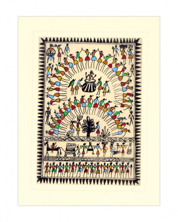 Tribes India Saura Painting Tassar with Mount