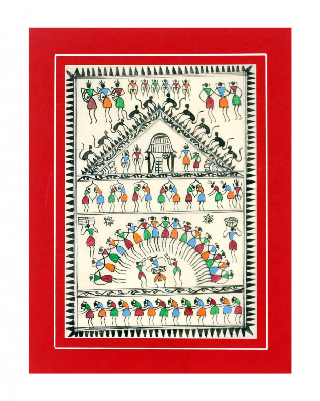 Tribes India Saura Painting Tassar with Mount