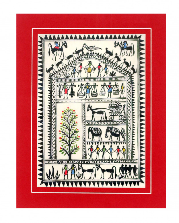 Tribes India Saura Painting Tassar with Mount