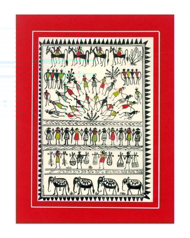 Tribes India Saura Painting Tassar with Mount