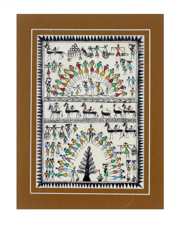 Tribes India Saura Painting Tassar with Mount
