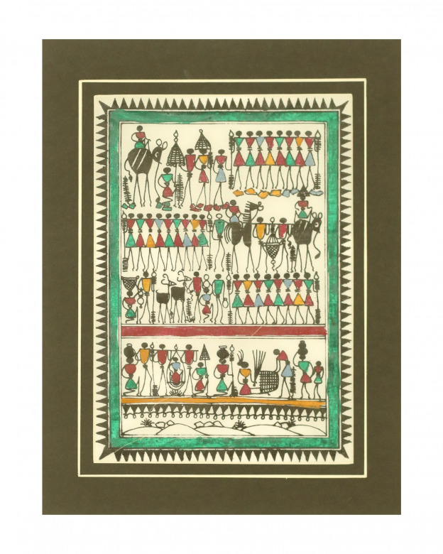 Tribes India Saura Painting Tassar with Mount