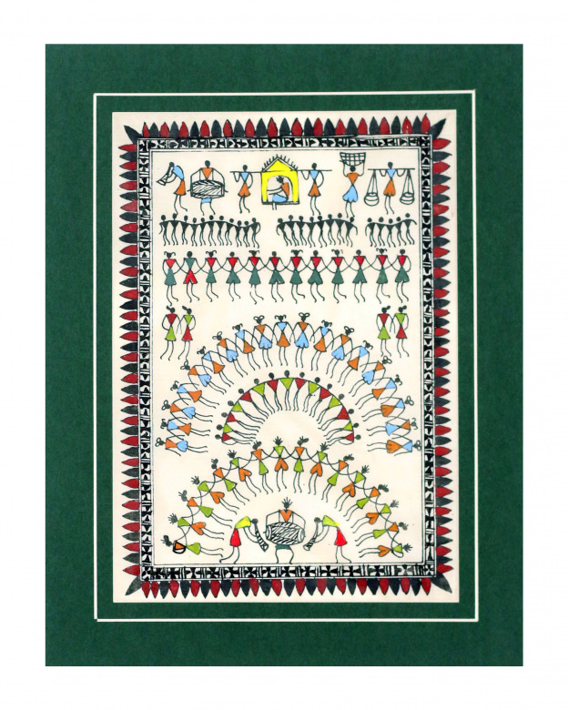 Tribes India Saura Painting Tassar with Mount