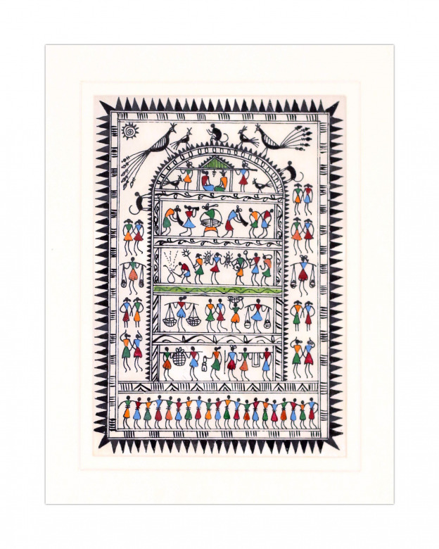 Tribes India Saura Painting Tassar with Mount