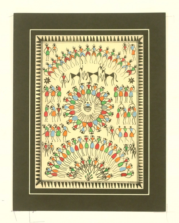 Tribes India Saura Painting Tassar with Mount