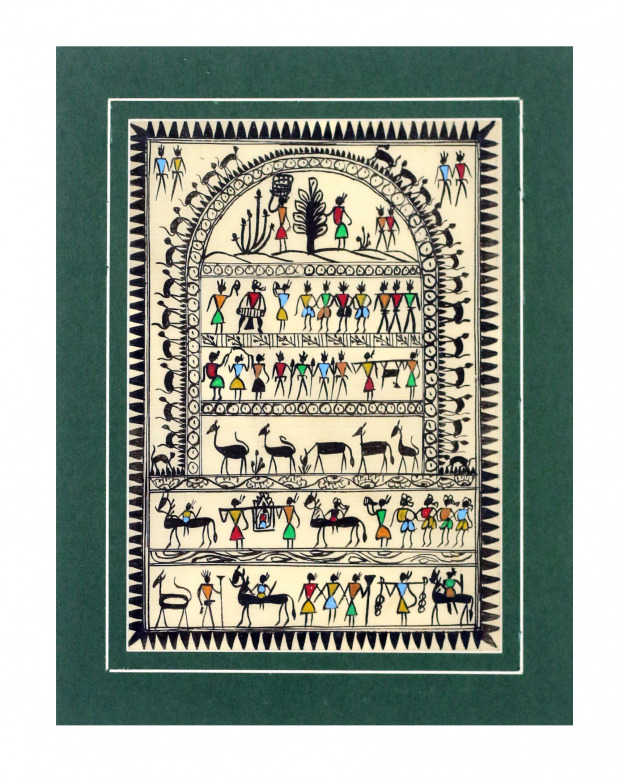 Tribes India Saura Painting Tassar with Mount