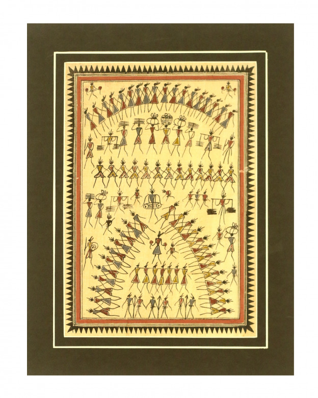 Tribes India Saura Painting Tassar with Mount