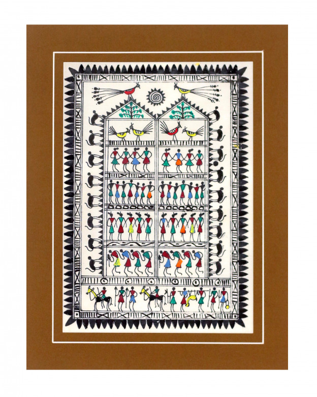 Tribes India Saura Painting Tassar with Mount