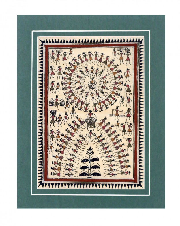 Tribes India Saura Painting Tassar with Mount