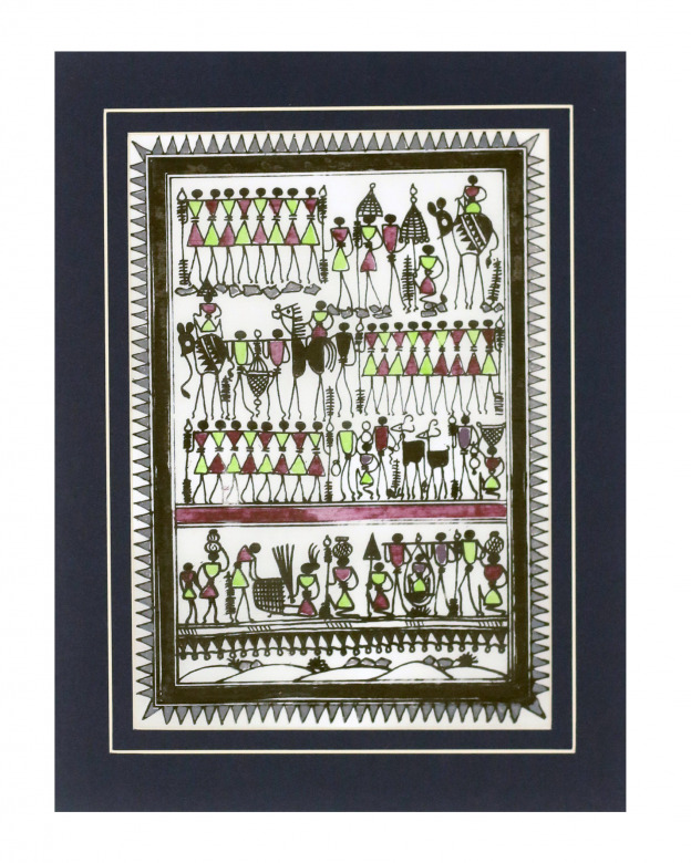 Tribes India Saura Painting Tassar with Mount