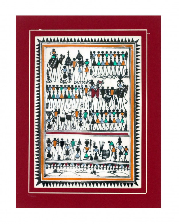 Tribes India Saura Painting Tassar with Mount