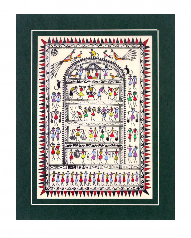 Tribes India Saura Painting Tassar with Mount