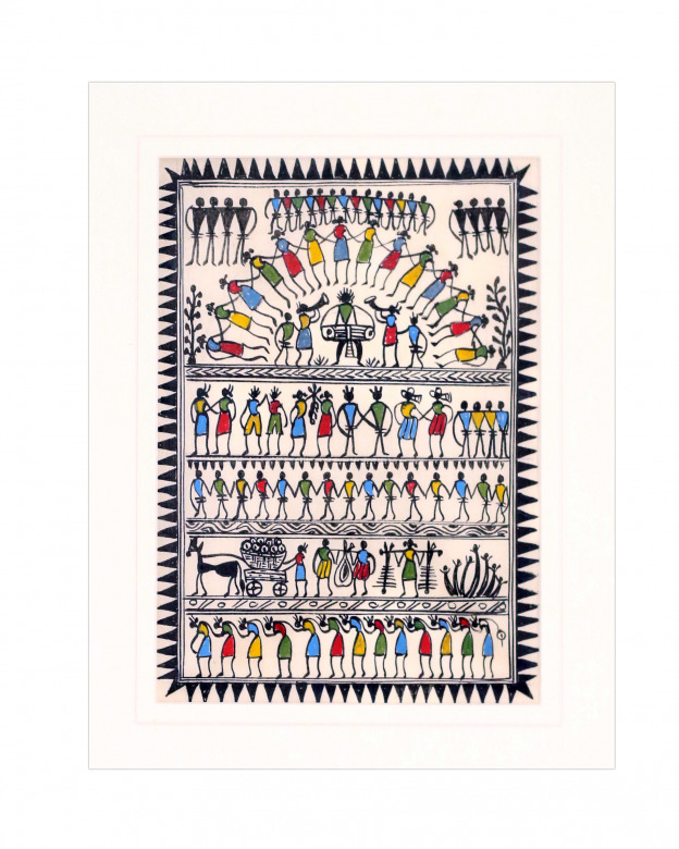 Tribes India Saura Painting Tassar with Mount
