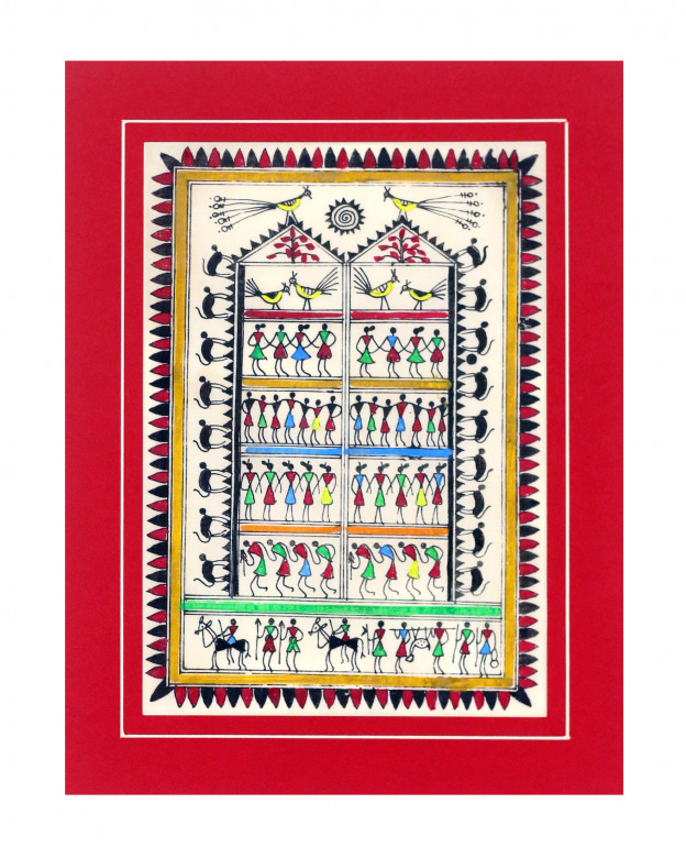 Tribes India Saura Painting Tassar with Mount