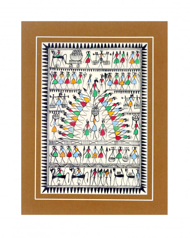 Tribes India Saura Painting Tassar with Mount