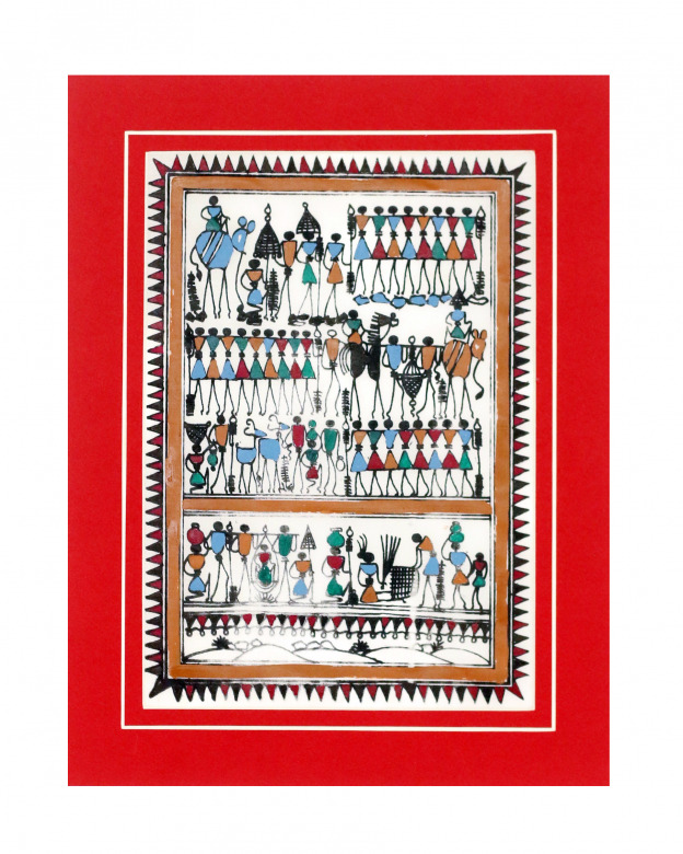 Tribes India Saura Painting Tassar with Mount