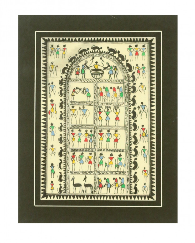 Tribes India Saura Painting Tassar with Mount