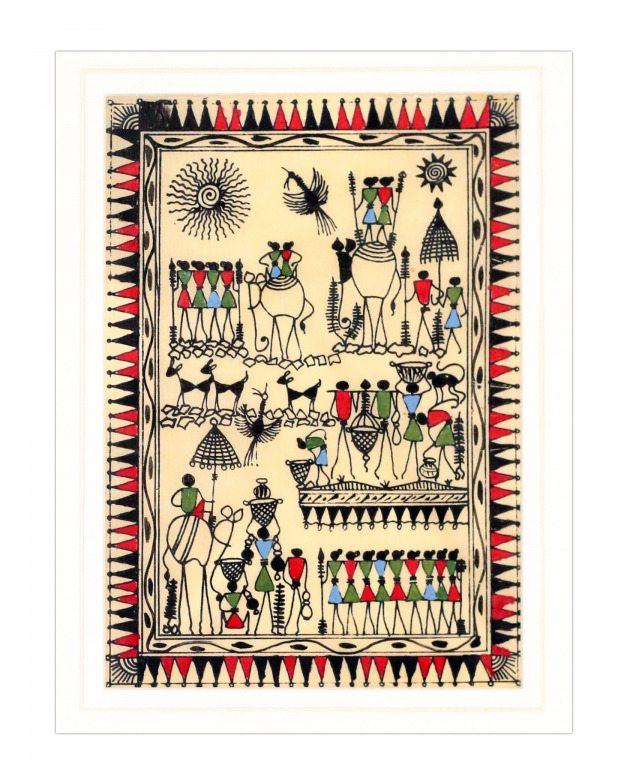 Tribes India Saura Painting Tassar with Mount