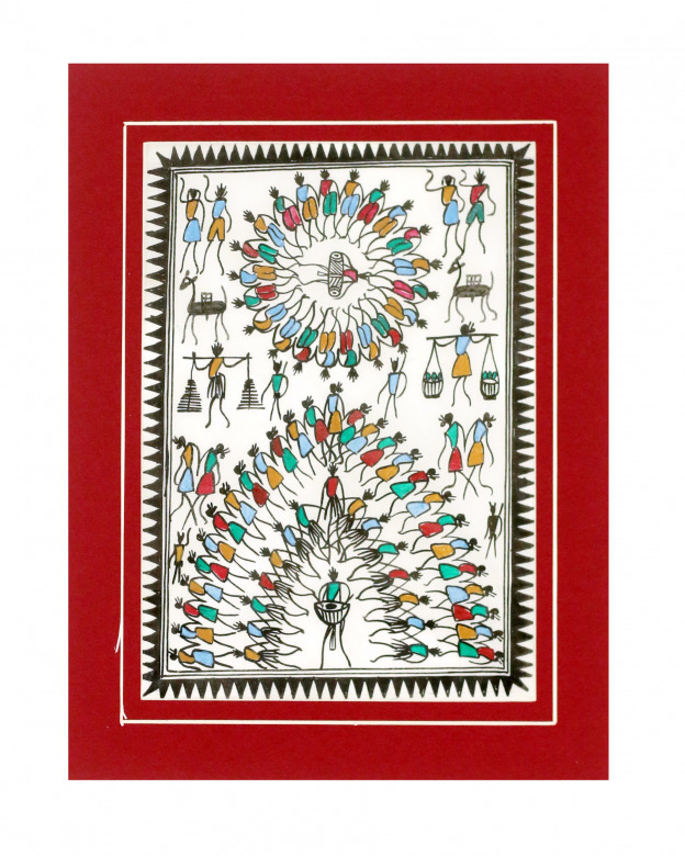 Tribes India Saura Painting Tassar with Mount