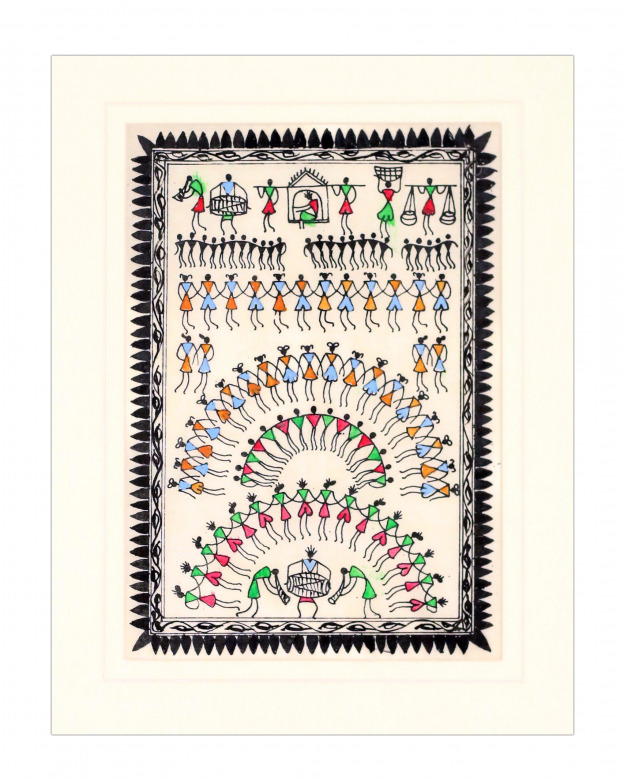 Tribes India Saura Painting Tassar with Mount