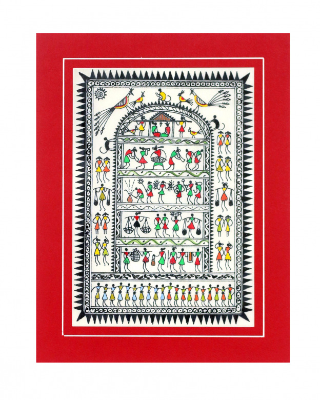 Tribes India Saura Painting Tassar with Mount
