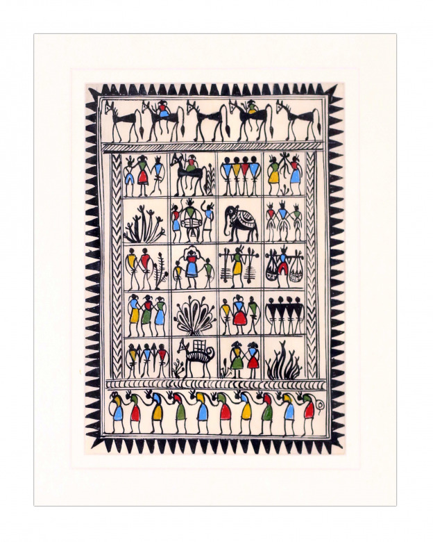 Tribes India Saura Painting Tassar with Mount