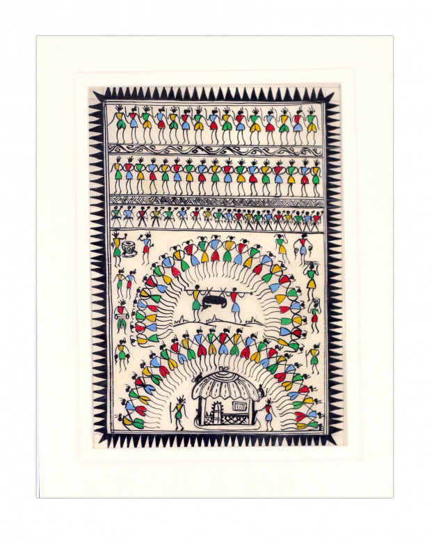 Tribes India Saura Painting Tassar with Mount