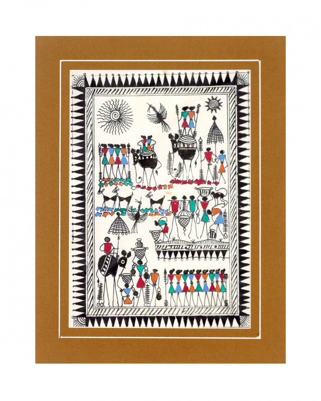 Tribes India Saura Painting Tassar with Mount