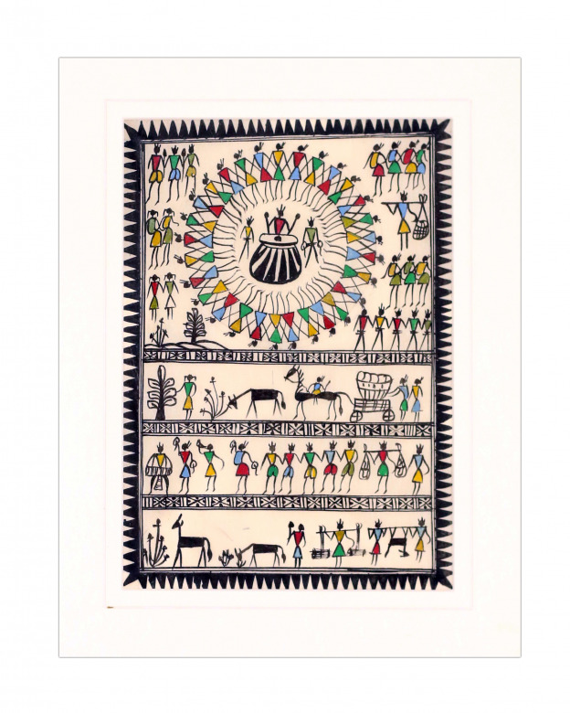 Tribes India Saura Painting Tassar with Mount