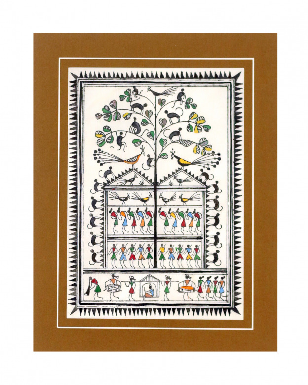 Tribes India Saura Painting Tassar with Mount