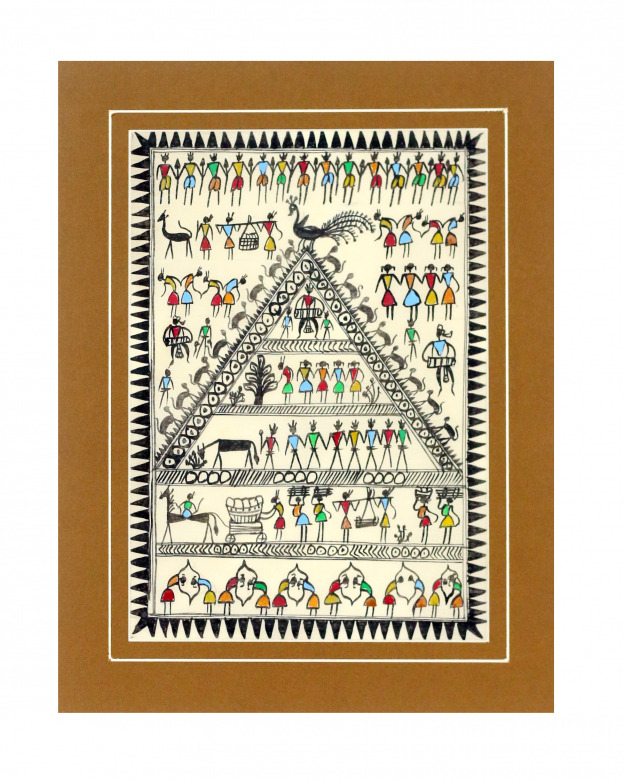 Tribes India Saura Painting Tassar with Mount