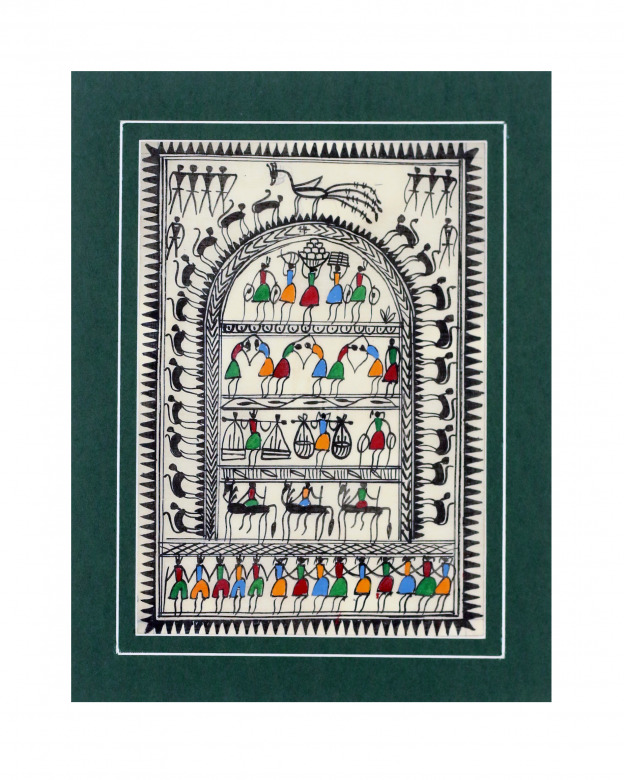 Tribes India Saura Painting Tassar with Mount
