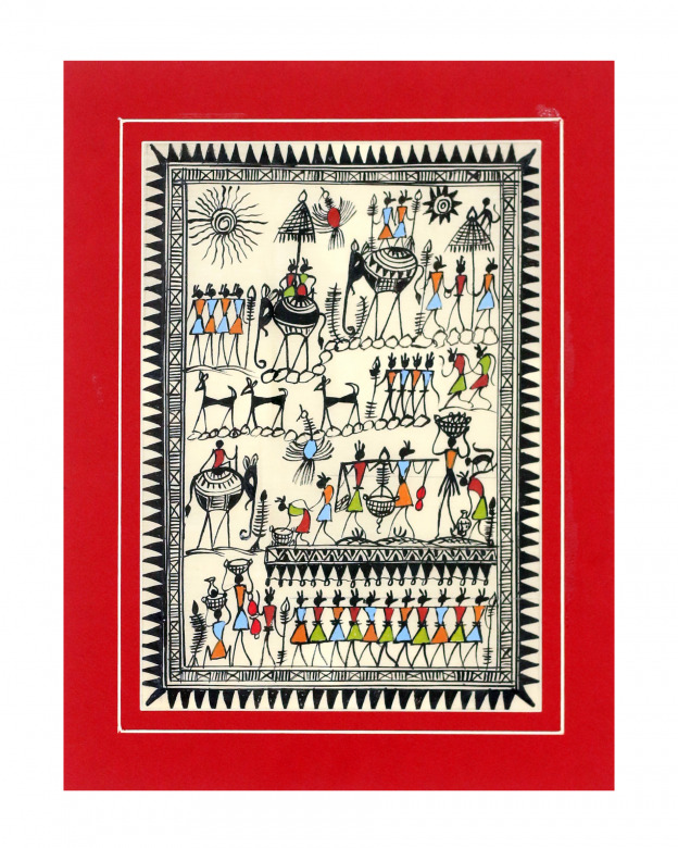 Tribes India Saura Painting Tassar with Mount