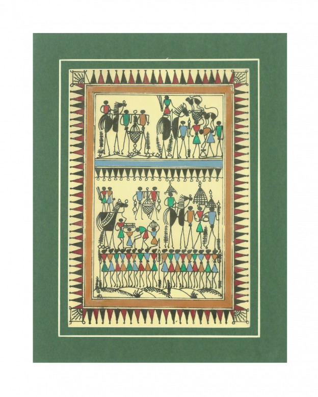 Tribes India Saura Painting Tassar with Mount