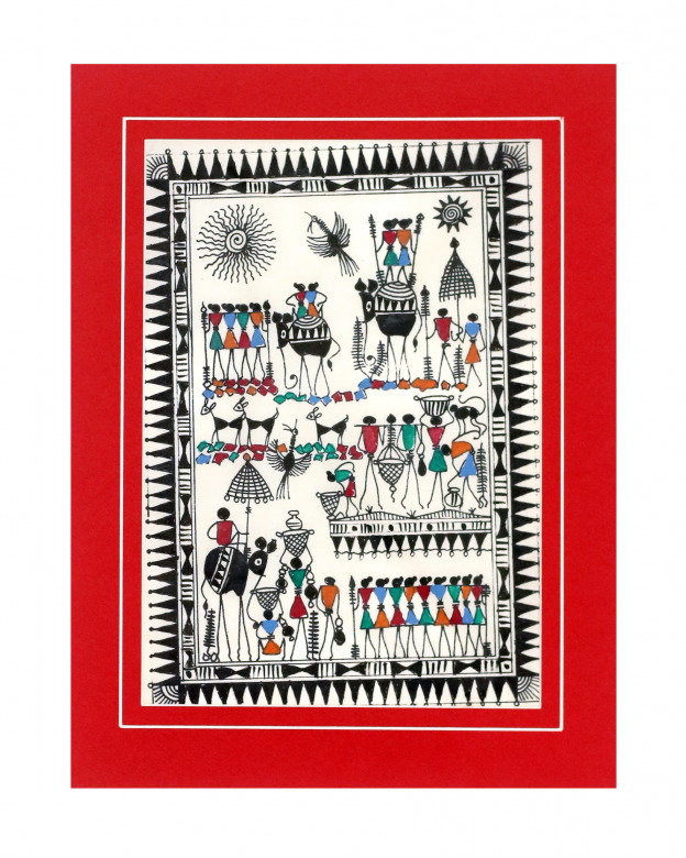 Tribes India Saura Painting Tassar with Mount