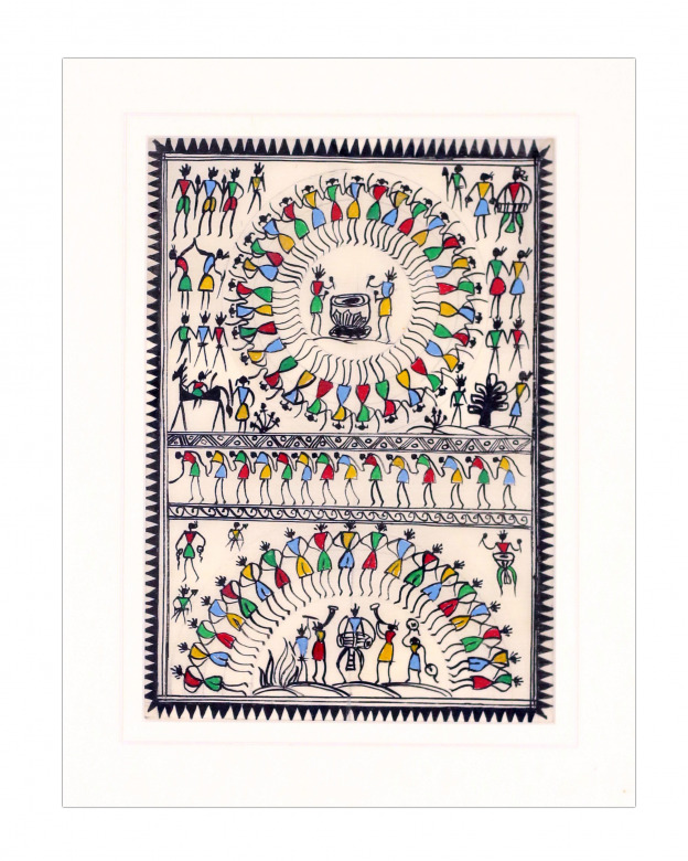 Tribes India Saura Painting Tassar with Mount