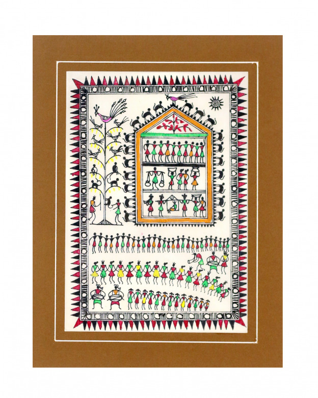 Tribes India Saura Painting Tassar with Mount