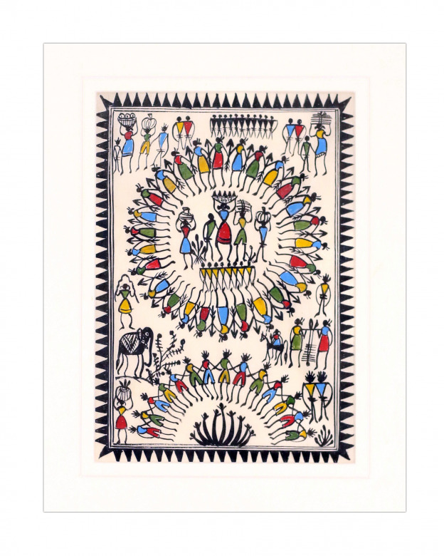 Tribes India Saura Painting Tassar with Mount