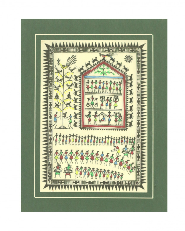Tribes India Saura Painting Tassar with Mount