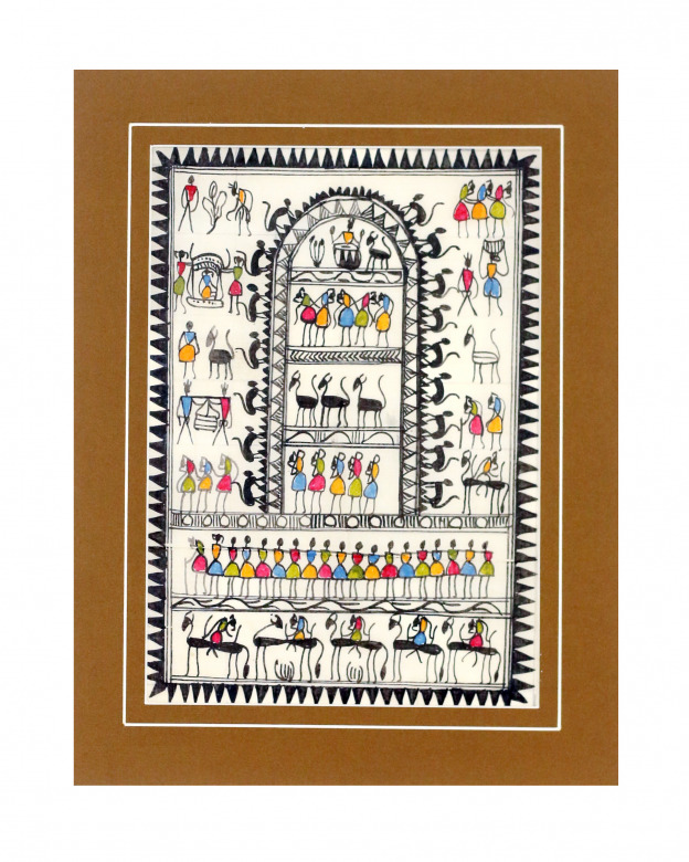 Tribes India Saura Painting Tassar with Mount