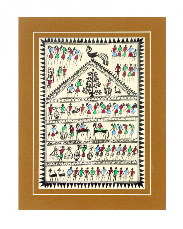 Tribes India Saura Painting Tassar with Mount
