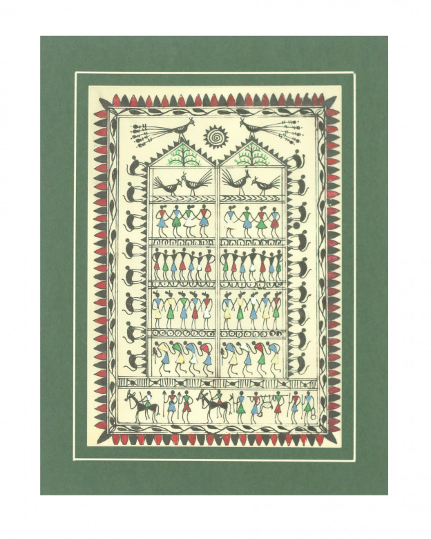 Tribes India Saura Painting Tassar with Mount
