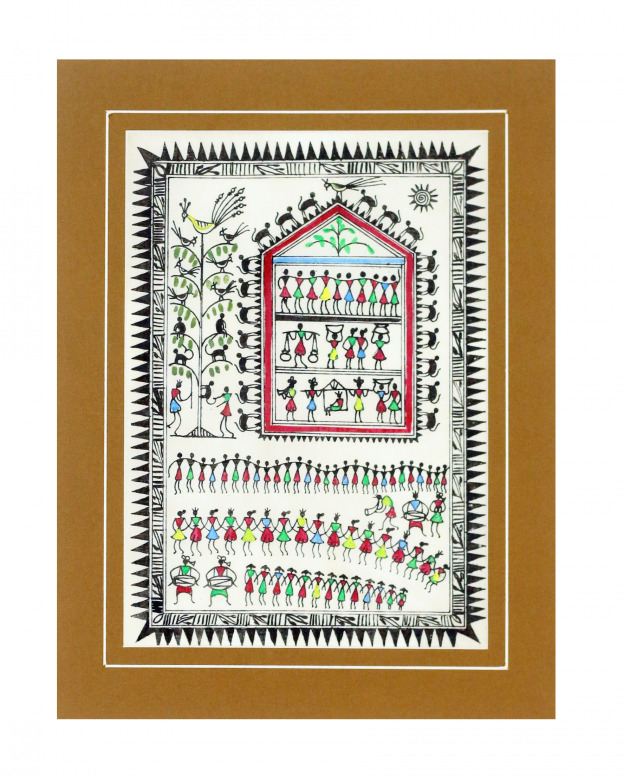 Tribes India Saura Painting Tassar with Mount