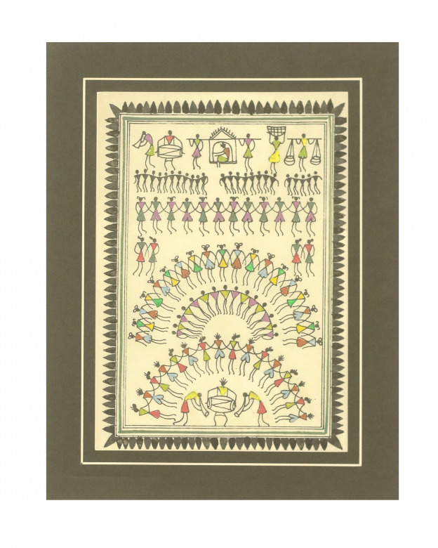 Tribes India Saura Painting Tassar with Mount