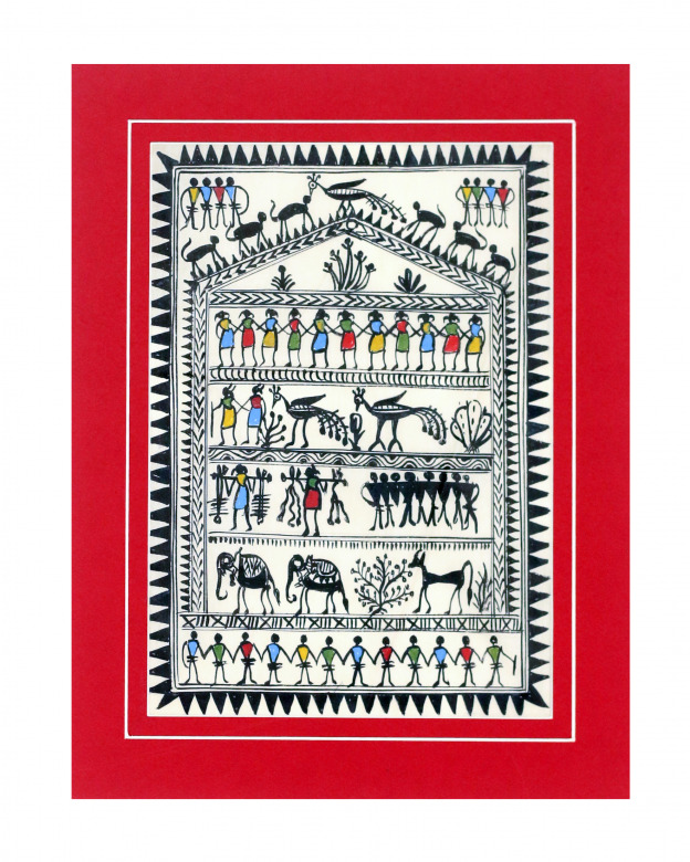 Tribes India Saura Painting Tassar with Mount
