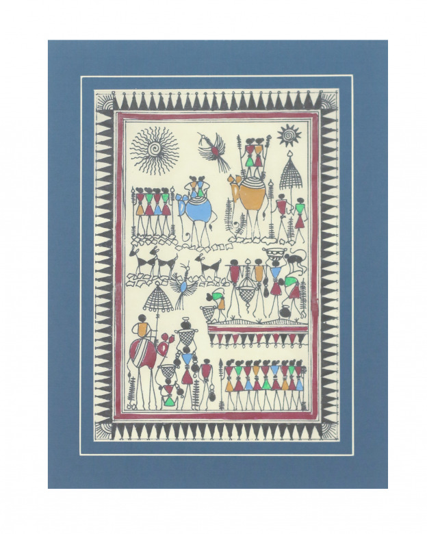 Tribes India Saura Painting Tassar with Mount